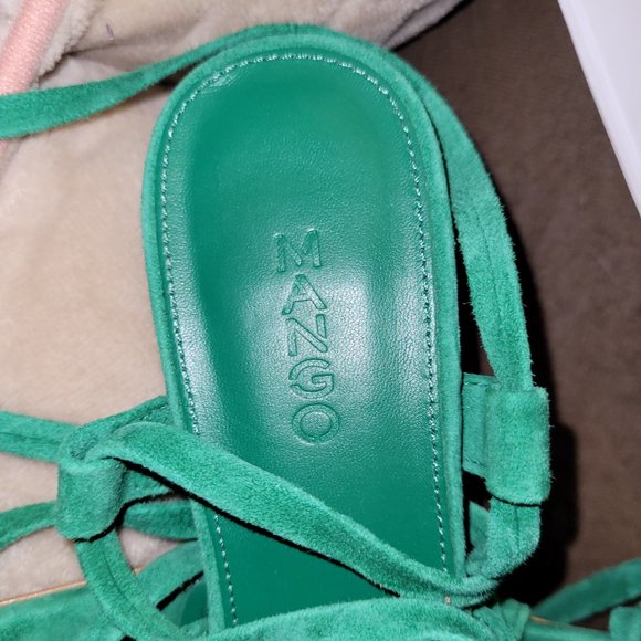 Mango Shoes Green Ankle Wrap Sandals Poshmark